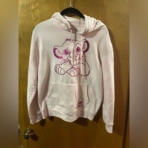 Disney The Lion King Simba Pink Hoodie Womens Large Pullover Sweatshirt